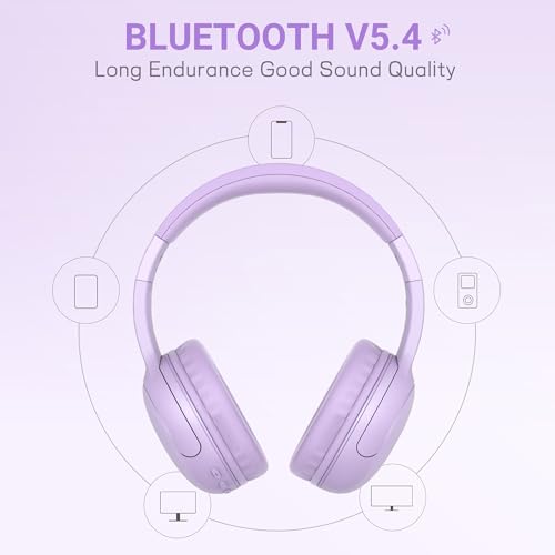 LORELEI B-E5 Kids Bluetooth Headphones, Wireless Headphones for Kids, Foldable 40H Playtime, Built-in mic, On Ear Headsets for Child/Teens/School/Tablet(Space Purple) - color: Purple