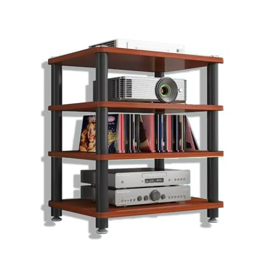 HiFi Racks Media Components Cabine, Heavy Duty Audio Component Stand, Amplifier Console Shelf Organizer, 2/3/4 Tier Speaker Audio Rack Tower(Teak,4-Tier) - color: Teak, size: 4-Tier