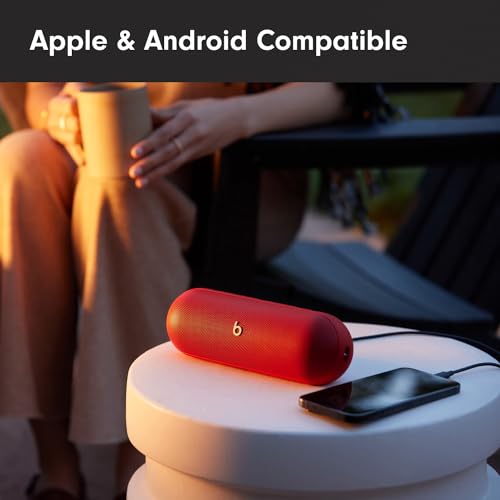 Beats Pill - Portable Bluetooth Speaker - Up to 24H Battery Life, Water Resistant, Bluetooth, Apple & Android Compatible, Seriously Loud Sound for Home, Outdoor and Travel – Statement Red - color: Statement Red, style: Standalone