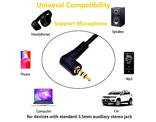 3.5mm Audio 4Pole Male Cable Dual 90Degree Stereo Headphone3.28ft | 3.5mm 4 Pole TRRS Male to Male Aux Cord 1m for Phone Tablet MP3 Laptop Microphone