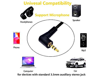 3.5mm Audio 4Pole Male Cable Dual 90Degree Stereo Headphone3.28ft | 3.5mm 4 Pole TRRS Male to Male Aux Cord 1m for Phone Tablet MP3 Laptop Microphone