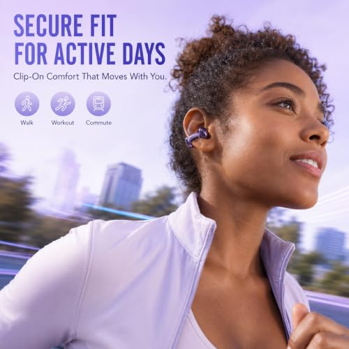 OpenEarRing Open Ear Headphones-Clip-On Open Ear Earbuds, Bluetooth 6.0 Wireless Earbuds with Mic, Lightweight Comfort, Secure Fit, Digital Display, 40H Playtime for Sports Running Workout