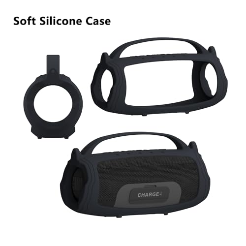Silicone Case Cover for JBL Charge 4/5 Portable Bluetooth Speaker | Travel Case for JBL Charge 4/5 Bluetooth Speaker Accessories, Scratch-Resistant and Drop-Proof Cover (Black)