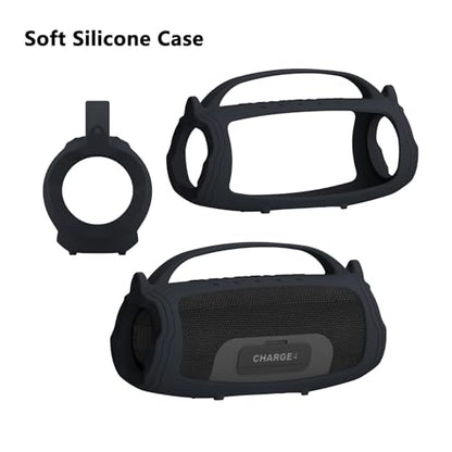 Silicone Case Cover for JBL Charge 4/5 Portable Bluetooth Speaker | Travel Case for JBL Charge 4/5 Bluetooth Speaker Accessories, Scratch-Resistant and Drop-Proof Cover (Black)
