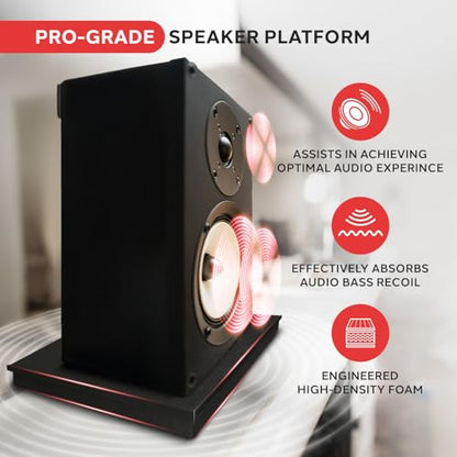 Pyle Pro Audio PA Speaker Platform Pad - 22.5’’ x 17.8’’ Acoustic Isolation Base, Lab-Tested Sound Dampening, High-Density Foam, Reduces Vibration & Resonance, Perfect for Studio Monitors, Subwoofers