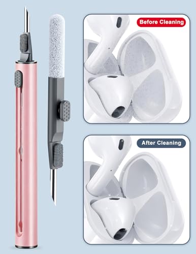 Cleaner Kit for Airpods, Earbuds Cleaning kit for Airpods Pro 1 2 3, Phone Cleaner kit with Brush for Bluetooth Earbuds Cleaner, Wireless Earphones,iPhone,Laptop, Camera (Pink) - color: Pink