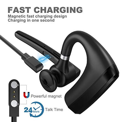 Bluetooth Headset V5.0, Wireless Bluetooth Earpiece 24Hrs HD Calling,CVC8.0 Dual Mic Noise Cancelling, Hands-Free Bluetooth Earphone for Driving/Business/Office