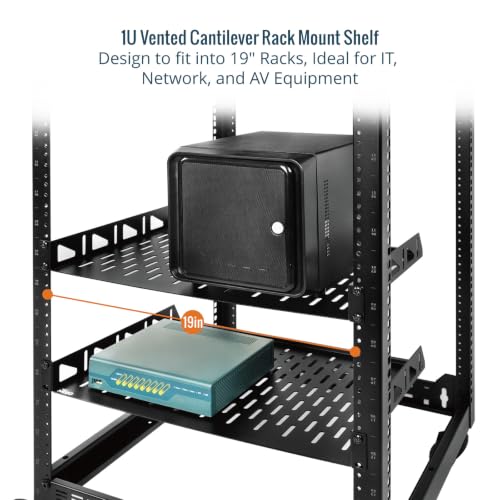Tecmojo 1U Rack Shelf,19 inch Rack Shelf 14 inch Depth,Rack Mount Shelf with Anti-Slip Stops,Server Rack Shelf and Network Shelf for 19in Equipments, 110lbs Capacity of Vented 1U Shelf,No Lip(2 Pack) - size: 14 in/2pack