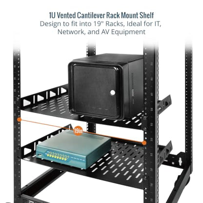 Tecmojo 1U Rack Shelf,19 inch Rack Shelf 14 inch Depth,Rack Mount Shelf with Anti-Slip Stops,Server Rack Shelf and Network Shelf for 19in Equipments, 110lbs Capacity of Vented 1U Shelf,No Lip(2 Pack) - size: 14 in/2pack