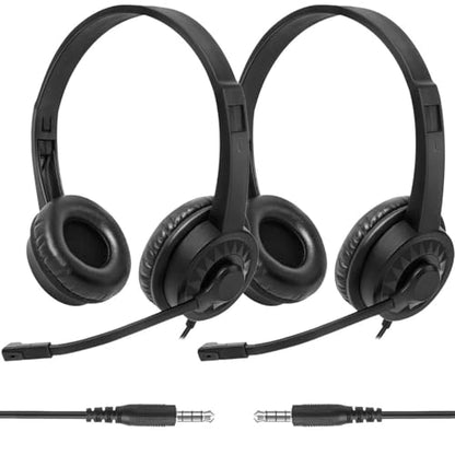 2 Pack Bulk Headphones with Microphone for Classroom Kids, On-Ear Wired Computer Headset with Rotating Mic for School Students K-12 Chromebooks PC Laptop Office Meetings - size: 2 Pack