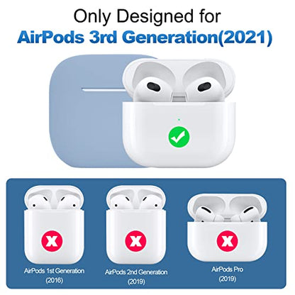 Compatible with AirPods 3 Case, Protective Silicone Cover for AirPods 3rd Generation Case 2021, Wireless Charging - Light Blue - color: B-Light Blue