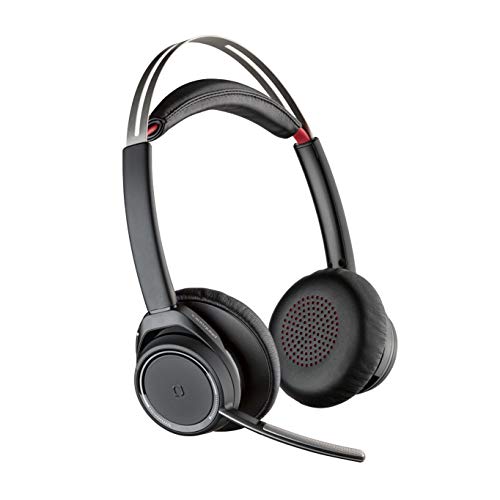 Plantronics - Voyager Focus UC (Poly) - Bluetooth Dual-Ear (Stereo) Headset with Boom Mic - USB-A Compatible with PC and/or Mac - Active Noise Canceling - Works with Teams (Certified), Zoom & more