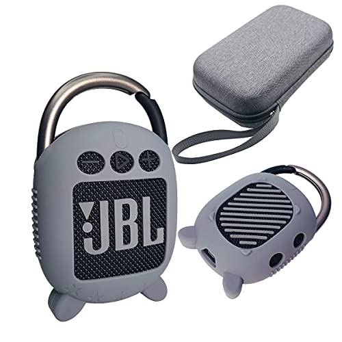 JCHPINE Silicone Cover and Carrying Case for JBL Clip 4 Bluetooth Speaker - color: Grey