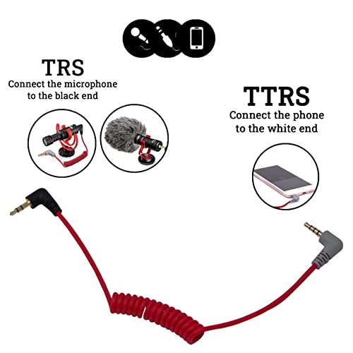 ElloGear 3.5mm TRS to TRRS Adapter Microphone Cable Compatible with Rode SC7, VideoMic, VideoMicro Go, Boya, Other External Mic - TRRS Cable Fits iPhone, Smartphone and Tablets