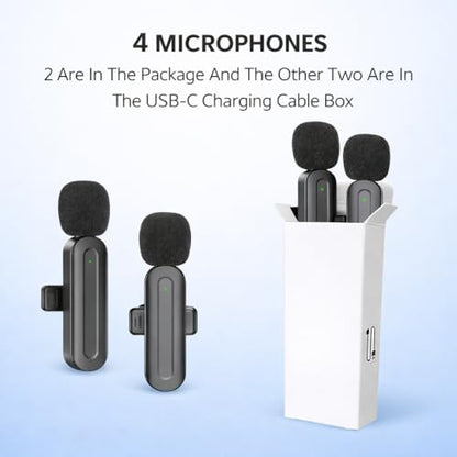 3 In 1 Mini Wireless Lavalier Microphone for Iphone: Bluetooth Lapel Mic For iPad Android Phone Camera Pc - Small Clip Microphones Crystal Clear Sound Quality for Recording Vlogging Live Streaming