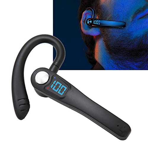 Bluetooth Earpiece, Single Ear Earphone, Hands Headset with LED Display, Voice Control for Driving Business