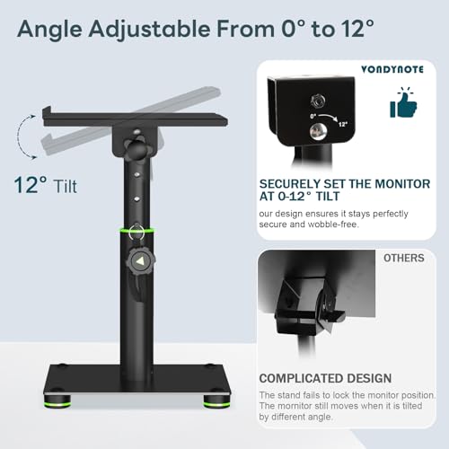 Vondynote Desk Studio Monitor Stands 11"-16" Monitor Speaker Stands 12°Tilt