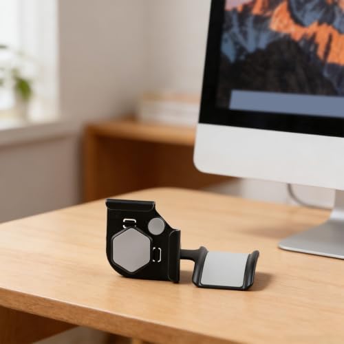 Adjustable Headphone Stand Clamp On Desk Mount for Gaming Headsets - Space Saving ABS Holder with Cable Management - Black Office Organizer