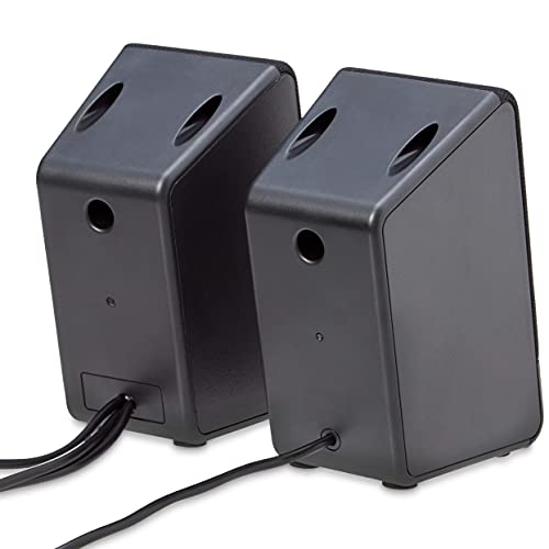 Amazon Basics USB-Powered Computer Speakers with Volume Control for Desktop or Laptop PC, Compact Size, Headphone Jack, Portable, Plug-N-Play, Black - size: 1-Pack, style: USB