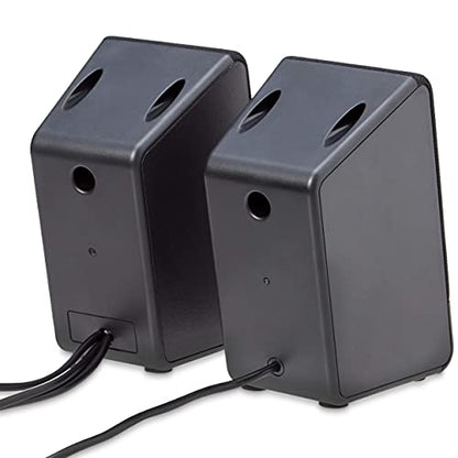 Amazon Basics USB-Powered Computer Speakers with Volume Control for Desktop or Laptop PC, Compact Size, Headphone Jack, Portable, Plug-N-Play, Black - size: 1-Pack, style: USB