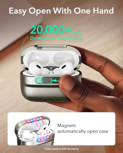 ESR for AirPods Pro 2 Case, Compatible with MagSafe, Titanium | (2023/2022/2019),Compatible with Airpods Pro (USB-C/Lightning Cable), Magnetic Lid, Full Drop Protection Cover with Lanyard - color: Titanium, size: Airpods Pro 2&1 Case
