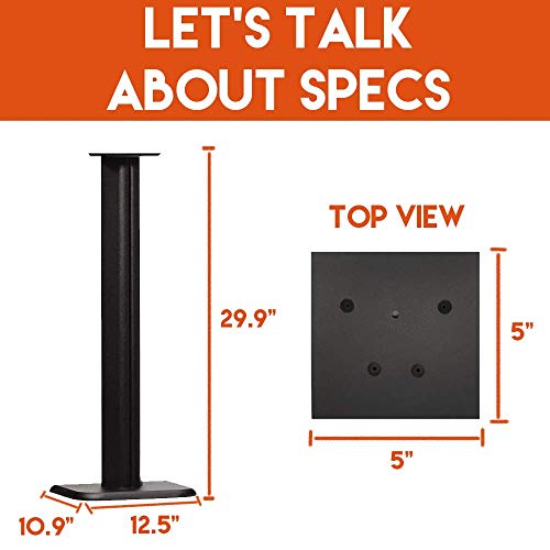 ECHOGEAR Universal Floor Speaker Stands - Vibration-Absorbing MDF Design Works with Klipsch, Polk, JBL & Other Bookshelf Speakers Or Studio Monitors - Includes Sound Iso Pads & Carpet Spikes