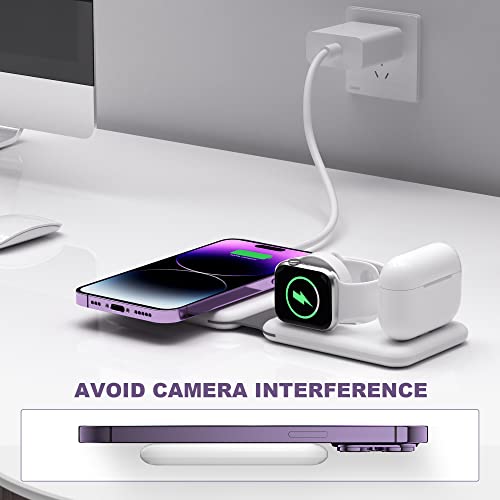 3 in 1 Wireless Charger, Foldable Magnetic Charging Station, Fast Travel Wireless Charging Pad for Multiple Apple Devices - color: White