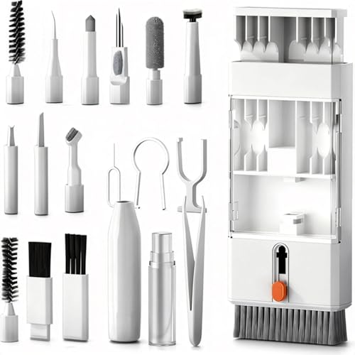 22 in 1 Multifunctional Cleaner Kit for AirPods and Electronic Devices, Keyboard, Laptop for iPad, iPhone, Camera, Earbuds, with Retractable Brush, Keycap Puller, Spray & Microfiber Cloth - size: 22 in 1