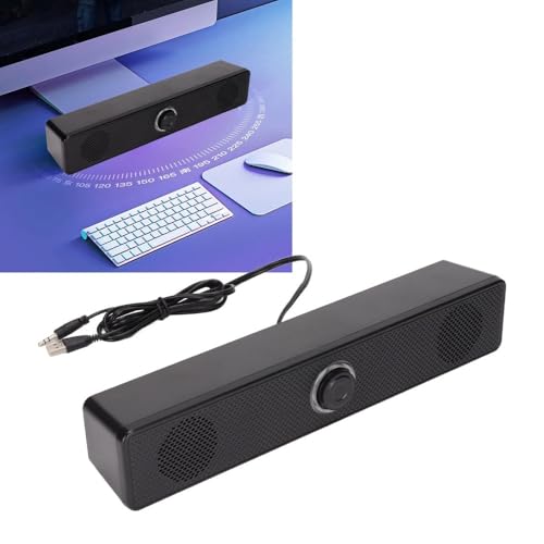Double Horns Home Soundbar Speaker with Volume Control 3.5mm Input Wired Connection TV Entertainment System USB Powered