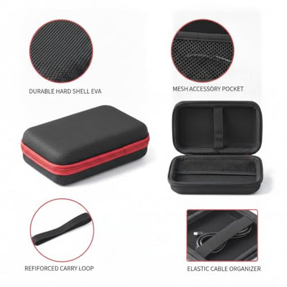 Compact EVA Hard Shell Case for Earbuds & Cables - Portable Digital Organizer Pouch, 5.9 x 3.9 x 1.6 Inches, Black