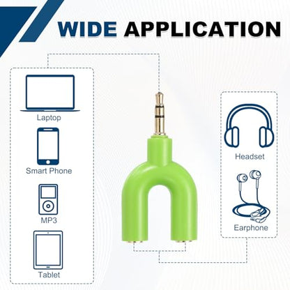 MECCANIXITY Headphone Splitter Adapter, 3.5mm Male to Dual Female Y Jack Aux Splitter for Phone Headset PS4 Switch Tablets, Green - color: Green