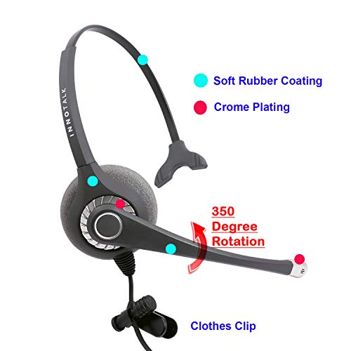 Desk Phone Headset - Superb Sound Professional Monaural Corded Phone Headset Compatible with Polycom, Cisco,Avaya/Lucent, Nortel,Polycom,Samsung,Mitel and Most IP Phones