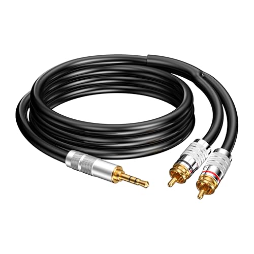 3.5mm to RCA Cable, Aux Stereo Audio Adapter Jack 1/8 to RCA Audio Y Cord for Headphone,MP3,Tablet,Speaker,MP3,HDTV,Phone,Black,6.5FT - size: 6.5FT, style: Straight 3.5mm