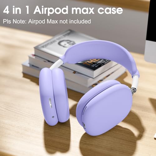 Lerobo Ear Covers for AirPods Max, Soft Silicone Earcup Case/Anti-Scratch Earpad Cover/Headband Cover, Soft Silicone Accessories Protective Cover for Apple AirPod Max 2024/2020, Lightpurple - color: LightPurple