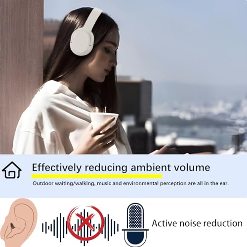 Wireless Noise Cancelling Headphones, Black for Travel,Home,Office | Comfortable Protein Ear Pads, Built-in Mic,30H Playtime,Bluetooth 5.3,Deep Bass Lightweight Active Noise Cancelling Headset - color: white A