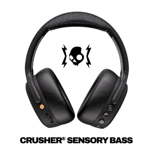 Skullcandy Crusher ANC 2 Noise Cancelling Wireless Headphones - True Black | Multi-Sensory Crusher Bass, Over-Ear Fit, Bluetooth, 60 Hours Battery, Working Out, Gym, Travel, Studying, Music, Gaming - color: True Black