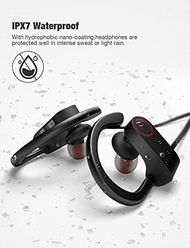 Bluetooth Headphones,Wireless Earbuds IPX7 Waterproof Sports Earphones 15H Playtime with Mic HD Stereo Sound Sweatproof in-Ear Earbuds Sound Isolation Headsets Gym Running Workout