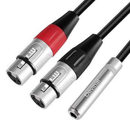 1/4" Female to Dual XLR Y Cable - 6.35mm TRS to 2 XLR Microphone Converter - 1FT Audio Breakout Cord - color: XLR Female