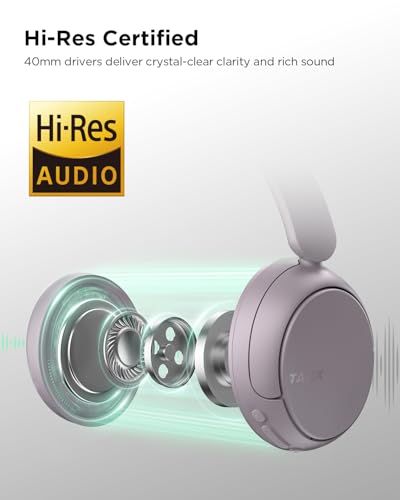 TALIX H30 Hybrid Active Noise Cancelling Headphones, 110H Playtime Hi-Res Audio Bluetooth 6.0 Wireless Over Ear ANC Headphones for Commute/Travel (Purple) - color: Purple