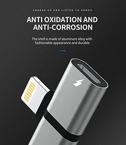 Headphone Adapter for Iphone(2pack)Adaptador para Splitter Audio and Charge Charger Dual Lightning Earphone 2 in 1 Dongle Jack Earbud Cable Compatible with Phone 13 12 11 Pro Max XS SE 7 X 8plus