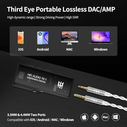 YINYOO TRI TK1 USB C DAC Headphone Amp Mini Amplifier, USB C to 3.5mm 4.4mm Amp with Dual CS43131 Decoder, Headphone Splitter Portable IEM DAC for KZ ZS10 PRO in Ear Monitor (Lighting-Jack - style: Lighting-Jack