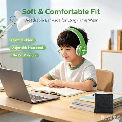 Toddler Headphones Wireless, Bluetooth Kid Headphones for Boys Girls,5 Button Easy use with Sharing Port, Built in Mic for Laptop Phones Computer (bs690 Green) - color: Green new