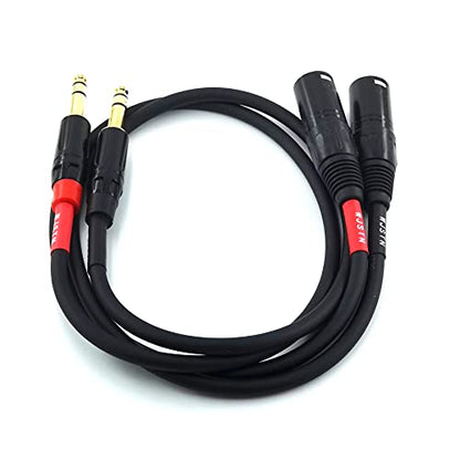 024 1/4 Inch 6.35mm TRS Male to 3-Pin XLR Male Balanced Audio Cable, Microphone Cable, 2FT - size: 2FT