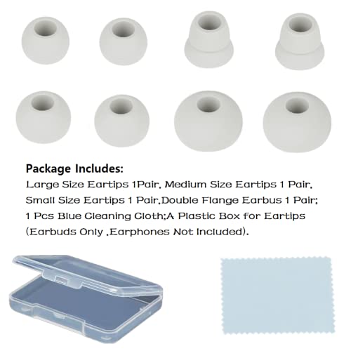 Replacement Eartips Silicone Earbuds Eargels Earpads Compatible with Powerbeats 2 Wireless Beats by Dr.Dre,4 Pairs (S/M/L, and Double Flange), Light Grey