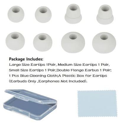 Replacement Eartips Silicone Earbuds Eargels Earpads Compatible with Powerbeats 2 Wireless Beats by Dr.Dre,4 Pairs (S/M/L, and Double Flange), Light Grey
