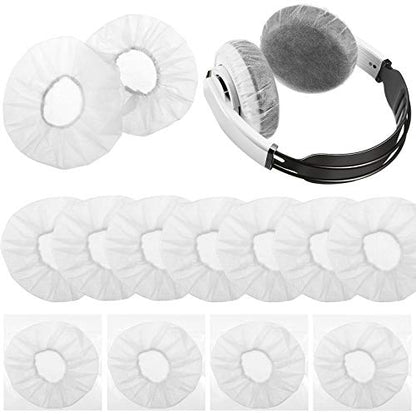 BBTO 200 Pieces Disposable Headphone Ear Cover Non-Woven Sanitary Earpad Covers for Most On Ear Headphones (L, 11 Cm/ 4.3 Inch,White) - color: White, size: L (11 cm)