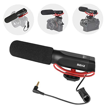 Meike MK-MP2 Camera Shotgun Microphone Uni-Directional Cardioid Condenser Photography Interview Video Mic Compatible with Sony Digital Camera Camcorder with Standard 3.5mm Port