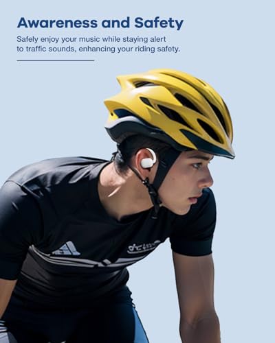 Open Ear Headphones Wireless Earbuds with Earhooks, 40Hrs Playtime Bluetooth 5.3 Touch Control Sport Headsets IPX6 Sweatproof Earphones for Running Cycling Workout (White)