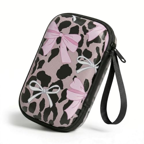 【Woyinger】 Printed EVA Hard Earbud Case Travel Organizer, Carrying Pouch for Wired & Wireless Earphones, Charging Cables, USB Flash Drives, Electronics Accessories Bag, Leopard Print - color: A1-Leopard Print