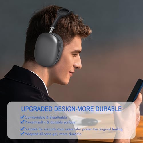 Mesh Ear Cushions for Apple AirPods Max 1 & 2 - Air Max Ear Cup Replacement | Upgraded Earpads with Original Silicone Design Strong Magnet (Space Gray) - color: Space Gray